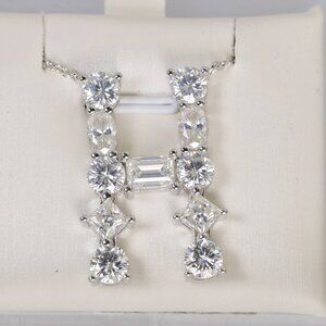 Gra Certified Moissaite "H" Diamond all Moissanite Initial Pendant 925 Sterling